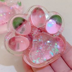 귀여운 고양이 발톱 스트레스볼 스트레스 해소 말랑이 스퀴즈볼 말랑이 장난감 공 무소음 말랑이 에어 젤리볼, 딸기 고양이 발, 1개