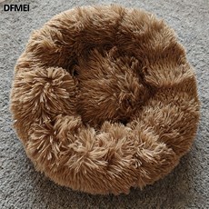 DFMEI 狗窩貓窩長毛絨圓形寵物窩狗牀冬季狗墊子寵物牀, 1個, 棕色