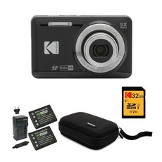 Kodak PIXPRO Friendly Zoom FZ55 디지털 카메라(블랙) 번들 32GB SD 카드 카메라 케이스 및 배터리 여행용 충전기 포함 (4개 품목), Kodak PIXPRO Friendly Zoom FZ5