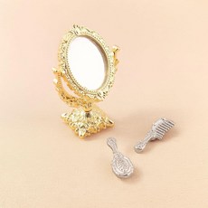 해외 XRI XURUOYI 112 스케일 귀여운 빈티지 거울 세트 인형의 집 장식용 타원형 및 빗 미국매장정품+ 1724465