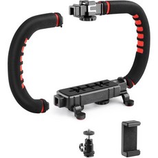 Zeadio 지아디오 카메라 스마트폰 안정기 핸들 그립 핸드헬드 비디오 장비 모든 캠코더 액션 DSLR과 호환 아이폰과 안드로이드 스마트폰용, Both Handed, 1개