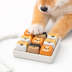 아임펄슨 강아지 키캡 키링 키보드 클리커 키링, 1개, 9버튼