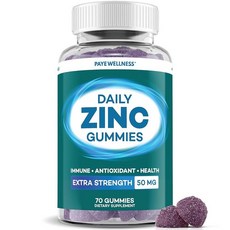 아연 젤리 50mg 일일 지원 면역 체계* 효소 기능* 천연 에너지* - 70개 35일 분량 (1팩), 70 Count (Pack of 1), 1개, 70정