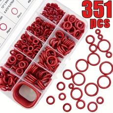 351 빨간색 실리콘 고무 O링 씰 개스킷 내유성 및 고온 내성 원형 화합물, 351pcs