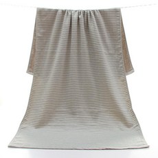 三偉日式格子純棉紗布浴巾, 海岸時光浴巾綠色, 1個