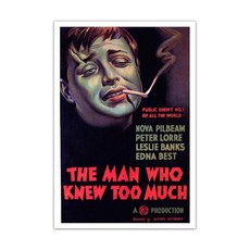 너무 많은 것을 아는 남자 포스터 – 1934년 히치콕 스릴러 로르 누아르 벽화 인쇄물 13x19인치, 7.5x11"