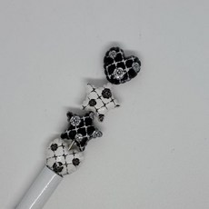 B60 볼펜꾸미기 볼꾸 동대문 꾸미기 DIY 컬러 블랙 하트 별 장미 꽃 플라워 격자 체크
