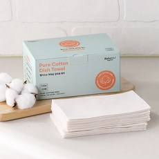 [리본제이]빨아쓰는 무표백 순면 100% 목화솜 일회용 행주 20매, 1개