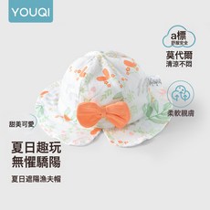 優奇寶寶遮陽帽嬰兒防曬帽新生兒帽子夏季薄款0一6月胎帽護頭囟門