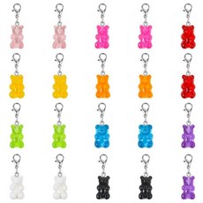 [ 1116335 ] ASUNFO 레진 젤리 곰 클립 온 참 20개 귀여운 3D 캔디 베어 펜던트 랍스터 클래스프 크로셰 스티치 마커 지퍼 풀 주얼리 제작용 팔찌 10가지 색