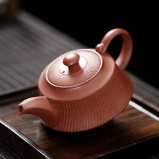 【寵粉福利】盧美對老師大紅袍紫砂玉腰扁高端紫砂壺祥雲吉祥壺, 1個, 【寵粉福利】盧美對老師大紅袍紫砂玉腰扁高