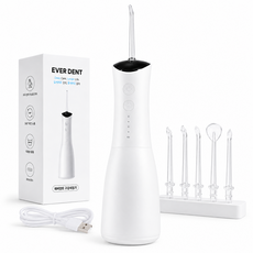 EVERDENT 휴대용 무선 구강세정기 IPX7급방수 물치실 물양치 워터칫솔 치간칫솔 전동치실, 화이트, 추가 기본노즐5종