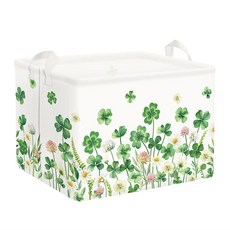 Clastyle 꽃무늬 성 패트릭의 날 세탁 바구니 토끼풀 여성용 의류 책 보관 바구니 부모 선물 장난감 상자 침실 샤워용 네잎 클로버 36x45cm, 2-네잎 클로버, 40x30x30 cm