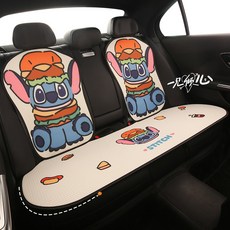 디즈니 스티치 캐릭터 사계절용 앞좌석 뒷자석 자동차 차량 통풍 카시트 등받이 쿠션 세트, [03] 스티치 7종 쿠션 2종 세트