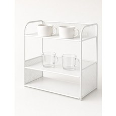 2단 철제 컵 정리 선반 주방 테이블 수납랙 화이트, 1세트, 화이트 2층 매체 [데스크탑 스페셜 에디션]