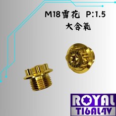 ROYAL 鈦合金螺絲 M18*11F P:1.5大含氧 雪花頭 64鈦 出貨附發票, 1個, 土豪金
