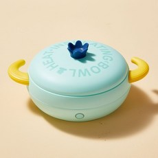 Babycare寶寶專用恒溫碗 嬰兒童輔食碗 充電防燙智慧免注水不銹鋼保溫碗 超長續航, 1個, 智慧恒溫餐盤-藍色