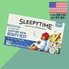 셀레스티얼 조미료 웰니스 티 슬리피타임 비오틴 비타민B7 바이오틴 비타민B군 뷰티 레스트 카페인 프리 티백 18개 0.75온스 21g Celestial Seasonings We