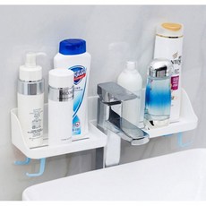 세면대 욕실 화장실 무타공 선반 접착식 선반 후크걸이 물빠짐, 1