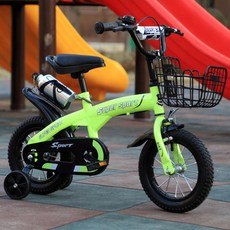 DFMEI 兒童自行車單車3-6一9-10歲5男孩童車中大童女孩小孩腳踏車, 綠色高配+水壺(黑色輔助輪):18適合(120-135)身高