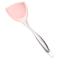 萊悠諾生活 夢享鍋 304不鏽鋼矽膠煎鏟/不沾鍋適用/耐高溫鍋鏟, 粉色, 1個