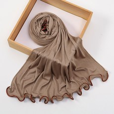 히잡 스카프 여성 모달 코튼 저지 Hijab 스트레치 목도리 일반 이슬람 머리띠 패션 솔리드 컬러 롱 머플러