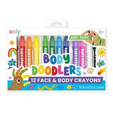 Ooly 바디 및 페이스 페인트 크레용 12가지 색상 스킨 세이프 페인트 스틱 트위스트 크레용 페이스 페인팅 파티용 훌륭한 바디 페인팅 키트 아동용 선물, OOLY Ooly 바디 및 페이스 페인트 크레용, 12