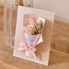 무둥 드라이플라워 프리저브드 꽃다발 선물, 크림 엘로우 S