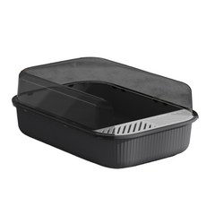 JUIMIMI 고양이 화장실 평판형 대용량 고양이 화장실, Black, 1개