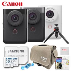 캐논 정품 PowerShot V10/디럭스 7종세트/256G+전용가방+맨프로토 픽시미니삼각대+카드리더기+청소도구+극세사융+액정보호필름/TJ, 블랙