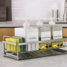 인즈홈 깔끔한 모던 인테리어용 물빠지는 스텐 수세미 거치대, 1개, 실버