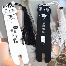 NIE 블랙 고양이 1P 책갈피 화이트