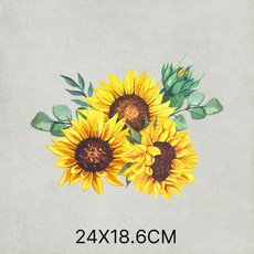 이로나 해바라기 패브릭 열전사 스티커 티셔츠 에코백 쿠션 전사용 DIY 리폼, 1개, 트리오 해바라기