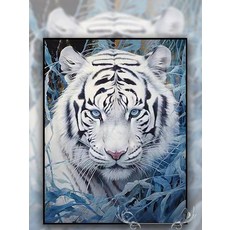파란 눈동자 백호 인테리어 대형 보석십자수 십이지신, 1개, 다이아몬드 50x65cm 전체 다이아
