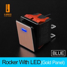 LANBOO 2822 시리즈 로커 스위치 ON-OFF 2 위치 4Pin 전기 장비LED 스위치 포함 16A 250VAC, 6)B Gold Panel, 9-24V