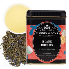 Harney & Sons Island Dreams | 85g(3온스) 루스 리프 녹차 코코넛 포함, 85g