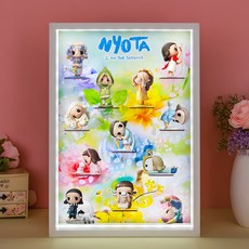 팝마트 뇨타 사계절 피규어 장식장 쇼케이스 액자형 라이트박스, E.가로 화이트 12구