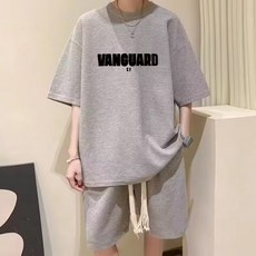 VANGUARD 華夫格套裝 運動休閒短袖T恤與短褲兩件套