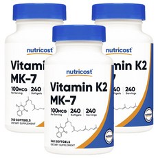 nutricost 維生素K2 MK-7 軟膠囊, 3個, 240錠