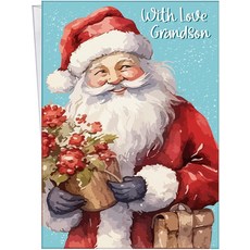 Chuck's Card-O-Rama - Grandson 크리스마스 카드 - 시카고에서 제작 - 대형 카드는 25.4 x 19.7cm(10 x 7.75x2.54cm)까지 열립니다
