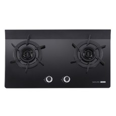 SAKURA 櫻花 G2922AG 雙口檯面爐 黑色強化玻璃 雙焰火設計 節能瓦斯爐, 天然氣