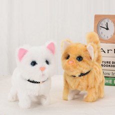 파피앙 움직이는고양이인형(건전지포함) 고양이인형 작동동물인형-완구인증/전파인증, 화이트고양이, 1개, 화이트-고양이, 18cm