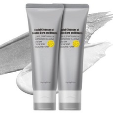 딥 모공 클렌저 및 블랙헤드 제거를 위한 부드러운 각질 제거 페이스 워시 지성 피부 민감한 피부를 페이셜 클렌저 히알루론산 + 글리세린이 함유된 더블 클렌징 데일리 2팩 F, 3.52온스(2개입)