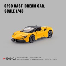 DFMEI 三開門Rross-Country合金仿真越野跑車模型兒童回力玩具小汽車, 如圖, 黃色-SF90【袋裝】