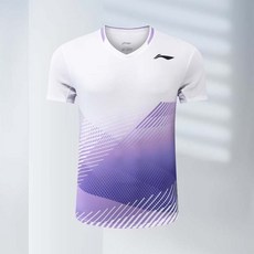 LN 比賽隊服 羽球衣 情侶短袖 係隊團體比賽 訓練衣 網球衣, 白紫男上衣,XL