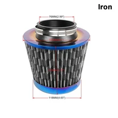 공기 흡입 필터 유도 키트 번트 블루 스테인레스 스틸 메쉬 콘 파워 고유량 OFI074 76mm 3 인치, 9) Iron Burnt Carbon, 1개