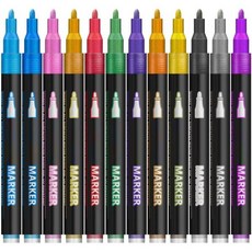 윤곽 마커 - 2가지 색상 더블 라인 페인트 펜 마커 멀티 유리 패브릭 암벽화 캔버스 나무 금속 컬러링 예술 및 공예, 윤곽 마커 - 2가지 색상 더블 라인 페인트 펜, 마커