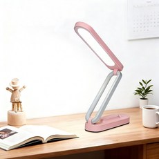 H HNMA HN 휴대용 소형 스탠드 블랙 화이드 접이식 밝기 3단계 조절 가능 침실 사무실 서재 등 다용도 적용 180 각도 조절 가능 미니 스탠드 조명, 분홍색