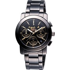 agnes b. 魔幻煥彩三眼計時腕錶VD53-KP30G(BT3033X1)-38mm 附提袋