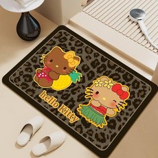 욕실 레트로 실리카 흡수 미끄럼방지 발매트, 1개, 블랙 스킨 캣 12